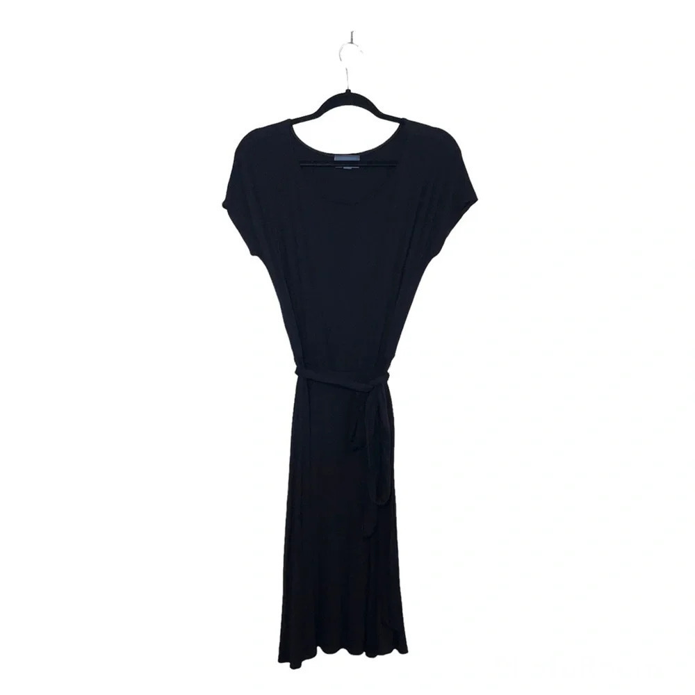 Modcloth Black Wrap Front Belted Knee Length Shift Dress Small Women’s